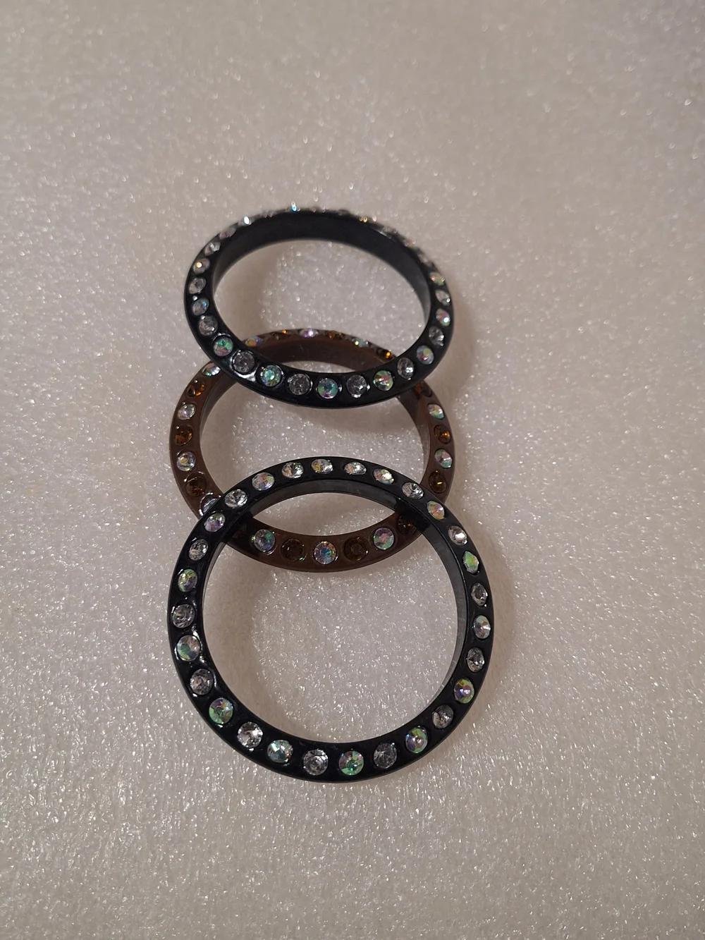 Rhinestone Accent Hoop Bracelets – Black and Brown